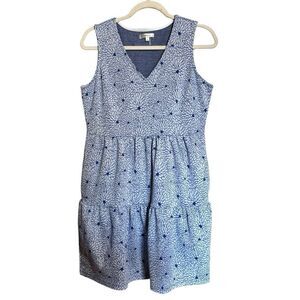 Tyler Boe Nora Jacquard Dress Womens Small Blue Floral Print Sleeveless Tiered
